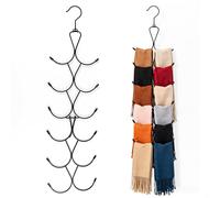 Organizador Cinturones Percha Cinturones, Organizador de Bufandas Perchas para Bolsos Corbateros para Armarios Giratorio 12 Ganchos, Colgador Plegable Multiusos para Armario, 2 Piezas Negro