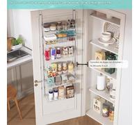 Organizador colgante para puerta – Estante de metal para puerta – 6 niveles y 2 ganchos – Almacenamiento para el hogar – Blanco