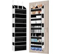 Organizador colgante para puerta Unyqoos® – 140 x 38 x 16,5 cm, capacidad de carga de 20 kg, 5 compartimentos y 10 bolsillos de malla, reforzado con cartón y fibra de vidrio, ganchos metálicos ajustab