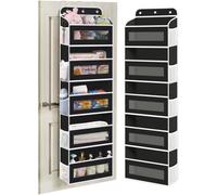 Organizador colgante plegable para puerta, marca Unyqoos®, con 5 compartimentos, dimensiones de 142,5 x 14,5 x 40 cm, ventanas transparentes, 3 ganchos metálicos ajustables, fabricado en tela no tejid