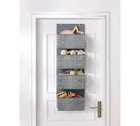 Organizador colgante Unyqoos® con 4 compartimentos – Almacenamiento para puerta, 33,5 x 12 x 100 cm, color gris moteado, fabricado en tela no tejida con refuerzo de cartón de 2 mm, ideal para dormitor