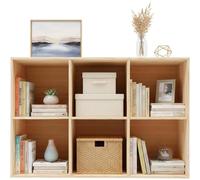 Organizador De Almacenamiento De 18 Cubos, Estantería De Madera Maciza | Vitrina Vertical U Horizontal De 30 Cm De Profundidad, Librería Independiente, Horizontal O Vertical(6 Cube)