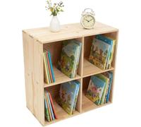 Organizador De Almacenamiento De 18 Cubos, Estantería De Madera Maciza | Vitrina Vertical U Horizontal De 30 Cm De Profundidad, Librería Independiente, Horizontal O Vertical(4 Cube)