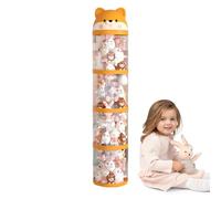 Organizador de almacenamiento de animales de peluche, tubo de juguete | Torre grande transparente con ruedas, soporte de peluche para decoración de habitación para sala de juegos, dormitorio