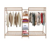 Organizador de armario, armario abierto con guante, perchero independiente de bambú para guardar ropa, moderno perchero de madera para almacenamiento (190 x 40 x 140 cm)
