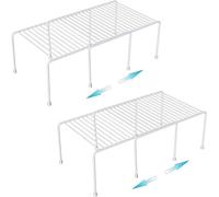 Organizador de armario extensible, estante para congelador, cocina, despensa, para tazas, platos, organizador de armario, almacenamiento, estante para especias, con elevación y patas antideslizantes, 