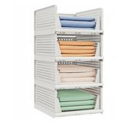 Songmics Organizador de armario LPC600WZ01 – Juego de 6 plegable, apilable, cesta extraíble, blanco
