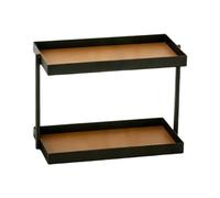 Organizador de baño de 2 niveles estante de metal para lavabo cosméticos | Almacenamiento robusto sin herramientas, montaje para baño, dormitorio, cocina, oficina, para beige, verde (marrón)