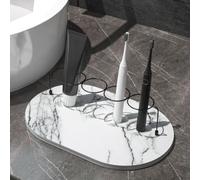 Organizador de baño de acero al carbono, resistente soporte para cepillos de dientes con base absorbente, para pasta de dientes y accesorios, 30 x 10 cm (A)