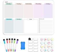 Organizador de Calendario Magnético para Nevera Pizarra Semanal 42×28 cm Planificador de Menú Borrable Magnético