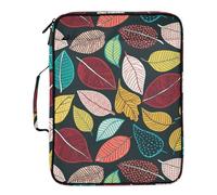 Organizador de carpetas expandibles de hojas coloridas, color negro, funda resistente al agua, carpeta de anillos extraíble, almacenamiento de documentos con múltiples bolsillos