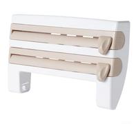 Organizador de cocina montado en la pared con papel de aluminio, dispensadores de plástico, para papel encerado, sistema doble, barra de rodillo extraíble de hasta 28 cm, caja dispensadora de plástico