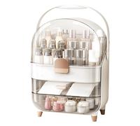 Organizador de cosméticos, estuche de 3 capas con tapa, organizador de maquillaje transparente para encimera, para mujer, tocador, baño, tocador, mesa, oficina, dormitorio, estudio, salón, cumpleaños