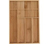 Organizador de cubiertos de bambú - 6 compartimentos - Cubiertos y utensilios de cocina - Cajón organizador - Cajón alargado para cubiertos de 5 x 30 x 34 cm - Natural