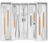 Organizador de cubiertos extensible para la cocina, con espacio para cuchillos y tenedores