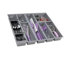 Organizador De Cubiertos Para Cajón | Cubertero 11 Compartimentos | Separadores Modulares | Gris | 50x45 Cm