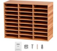 Organizador de documentos de madera, clasificador de archivos, soporte para almacenamiento de papel, con 27 compartimentos, color blanco