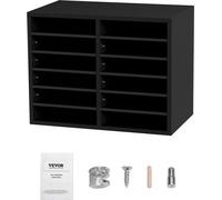 Organizador de documentos de madera, con 12 compartimentos, clasificador de archivos con estantes removibles, ranura para buzones, ideal para organizar oficinas, hogares, aulas y salas de correo. por