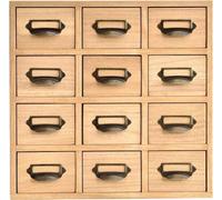 Organizador de escritorio de madera, con 12 compartimentos, tipo mini-cómoda, de metal, ideal para oficina, estilo natural