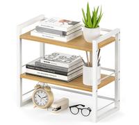 Organizador de escritorio de madera con 2 estantes, ideal para escritorio y cómoda