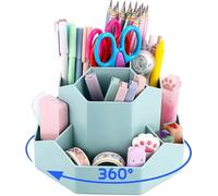 Organizador de escritorio giratorio de 360°, con 9 compartimentos, para material de oficina y objetos pequeños