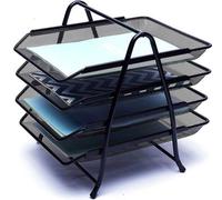 Organizador de escritorio metálico, de 4 niveles, con estructura de alambre, color . Ideal para organizar documentos, material de oficina y accesorios en el escritorio o junto a la silla de oficina