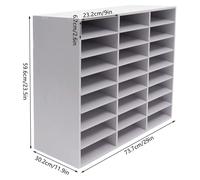 Organizador de escritorio para documentos: archivador con 24 compartimentos, diseño de cuadrícula 3x8, clasificador de documentos y papeles de PVC, estantería para correspondencia, color blanco