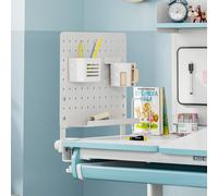 Organizador de escritorio "Sauda", 50 x 50 cm, panel perforado con accesorios, soporte de sujeción, acero, blanco