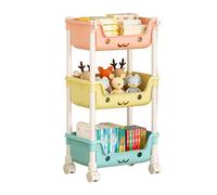 Organizador de juguetes - Estante de varios niveles con ruedas, contenedor de juguetes de pie de varios niveles de 12.2 x 8.1 x 5.1 pulgadas, carrito móvil organizador para niños, contenedores de