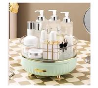 Organizador de Maquillaje Bandeja organizadora de maquillaje giratoria 360°, soporte for cepillo , cuidado la piel, con cajón for cosméticos, perfumes, joyas, for tocador, dormitorio, baño(Green)