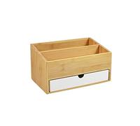 Organizador de maquillaje Cajas de almacenamiento de maquillaje de bambú Cosméticos Gabinete con cajón Lápiz labial Joyería Gabinete de almacenamiento for encimera de dormitorio Vitrinas cosméticas (