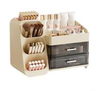 Organizador de maquillaje con cajones, caja de almacenamiento de tocador de gran capacidad, diseño acrílico transparente de 3 niveles para encimera de baño de dormitorio (blanco)