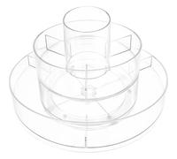 Organizador de Maquillaje Giratorio 360 Grados para Escritorio PET | Transparente, de Doble Nivel y Varios Compartimentos, Acceso Rápido, para Tocador y Balcón