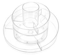 Organizador de Maquillaje Transparente Giratorio 360°, Doble Capa | Pet, Superficie Lisa y Aspecto Moderno, para Tubos de Maquillaje y Esmalte, Oficina y Balcón
