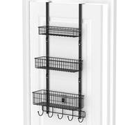 Organizador de metal Unyqoos®, con 3 niveles y 5 ganchos, color . Solución de almacenamiento para colgar sobre la puerta, ideal para baño, cocina y oficina. Fácil montaje sin necesidad de herramientas