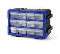WORKPRO Organizador de piezas Cajonera multiusos 12 cajones transparente apilable con interconexión