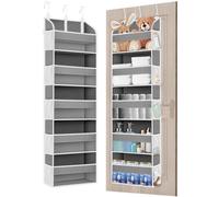 Organizador de puerta Unyqoos® con 5 compartimentos – 140 x 38 x 16,5 cm, capacidad de carga de hasta 20 kg, reforzado con cartón y fibra de vidrio, tejido transpirable, ganchos metálicos ajustables (