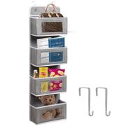 Organizador de puerta Unyqoos® fabricado con un material de fieltro resistente, con 4 compartimentos grandes, una ventana de PVC transparente y ganchos de metal