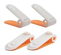 Organizador de ranuras para zapatos|Organizador de ranuras para zapatos 4 piezas apilador ajustable 4 niveles PP ahorro de espacio organizadores de doble capa para armario, naranja