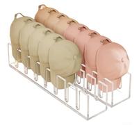 Organizador de sombreros acrílico eficiente con 7 compartimentos de varios niveles para sombreros de béisbol e invierno, clasificación transparente, beige, 29,2 x 8 x 6 cm, uno o dos paquetes para (2