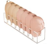 Organizador de sombreros acrílico eficiente con 7 compartimentos de varios niveles para sombreros de béisbol e invierno, clasificación transparente, beige, 29,2 x 8 x 6 cm, uno o dos paquetes para (1