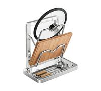 Organizador de tapa de sartén, soporte de cuchara de acero | Con bandeja de goteo extraíble, organizador de tapa para espátula, cocina, hornear, secado en casa, cocina, despensa