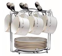 Organizador de tazas y platos de metal Unyqoos®, galvanizado, color plateado, con 6 ganchos. Ofrece espacio para 6 tazas y 6 platos, ideal para guardar y secar