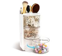Organizador de tocador de 3 niveles, organizador de accesorios para el cabello, organizador de maquillaje, organizador de gomas para el pelo, soporte para cepillos de pelo, soporte para accesorios