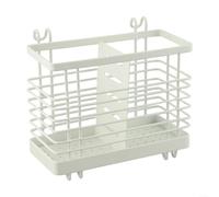 Organizador de Utensilios de para acero al Carbono - para soporte con Base Desmontable y Gancho para Pared 16x10x13.5cm(White)