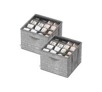 SONGMICS Organizador de Zapatos, Juego de 2, Cada uno para hasta 16 Pares, Caja para Guardar Zapatos, Asas, Tapa Transparente, para Armario Entrada Dormitorio, Gris Espadaña LSP602G01