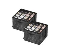SONGMICS Organizador de Zapatos, Juego de 2, Cada uno para hasta 16 Pares, Caja para Guardar Zapatos, Asas, Tapa Transparente, para Armario Entrada Dormitorio, Negro Tinta LSP602B01