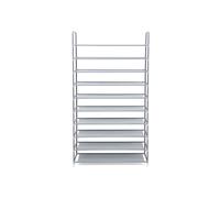 SONGMICS Zapatero de 10 Niveles, con Capacidad para 50 Pares de Zapatos | Organizador de Zapatos, Acero, 94 x 28 x 175 cm, para Salón, Guardarropa y Vestíbulo, Gris, Colección RYLAN LSR10G