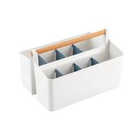 Organizador Escritorio Blanco Multiusos, Caja de Almacenaje Portátil, Cesta de Almacenaje con 8 Compartimentos, Cesta Organizadora con Asa para Baño, Habitación Infantil, Escritorio, Cosméticos