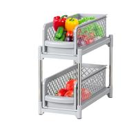 Organizador extraíble, organizador de cesta deslizante de doble capa | organizador extraíble para el hogar, organizador de baño de 2 niveles, organizador deslizante de cocina, organizador extraíbl